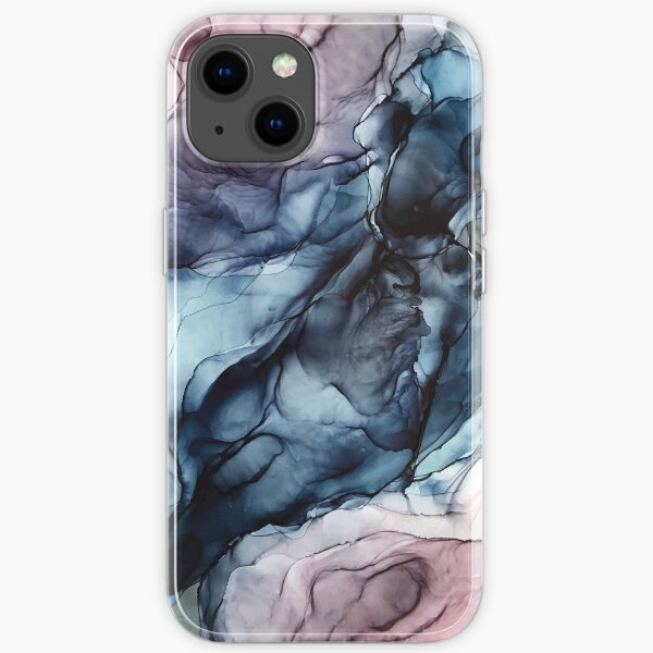 Blush and Darkness Abstract Alcohol Ink Painting iPhone Soft Case