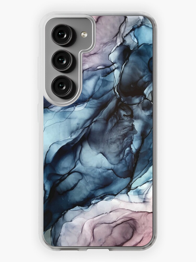 Samsung Galaxy Phone Case, Blush and Darkness Abstract Alcohol Ink Painting designed and sold by Elizabeth  Karlson