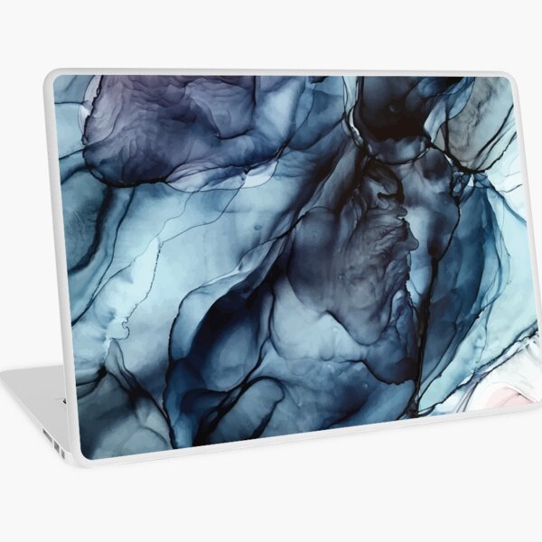 Blush and Darkness Abstract Alcohol Ink Painting Laptop Skin