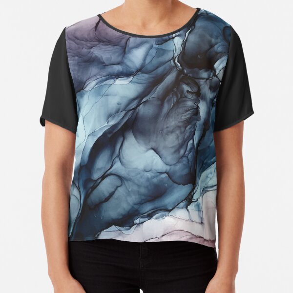 Blush and Darkness Abstract Alcohol Ink Painting Chiffon Top