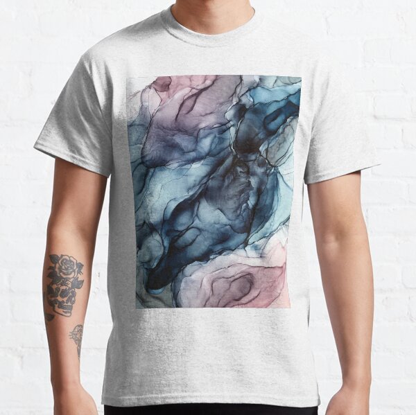 Blush and Darkness Abstract Alcohol Ink Painting Classic T-Shirt