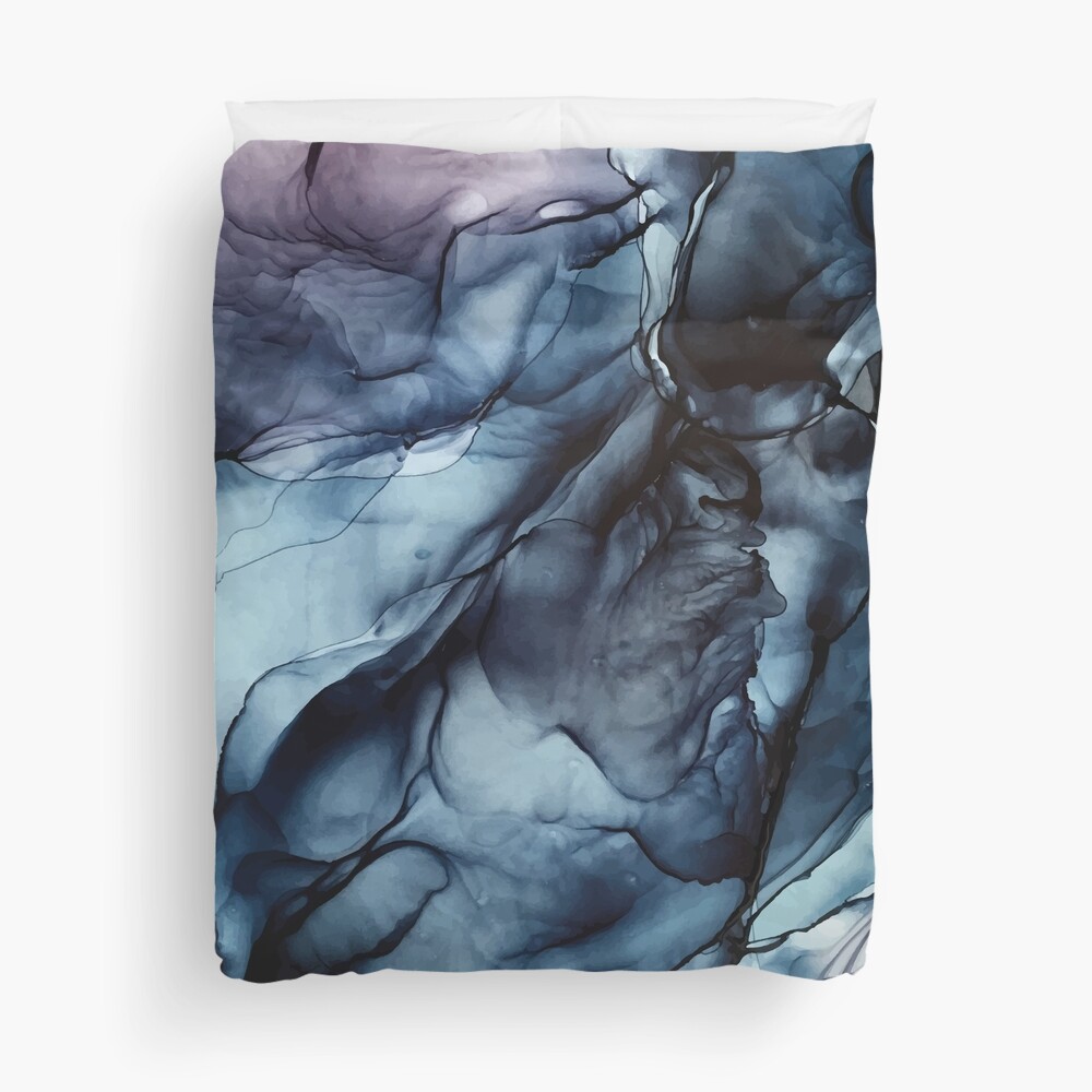Blush and Darkness Abstract Alcohol Ink Painting Duvet Cover