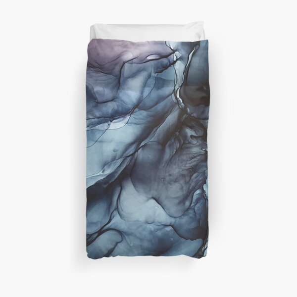 Blush and Darkness Abstract Alcohol Ink Painting Duvet Cover