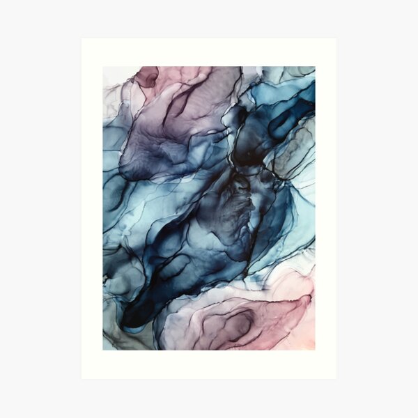 Blush and Darkness Abstract Alcohol Ink Painting Art Print