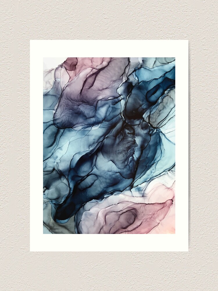 "Blush and Darkness Abstract Alcohol Ink Painting" Art Print for Sale
