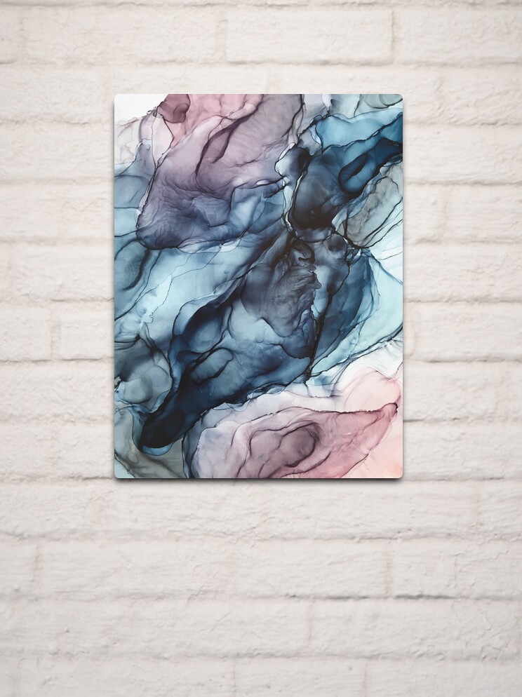 Blue Tides - Alcohol Ink Painting Metal Prints by Elizabeth