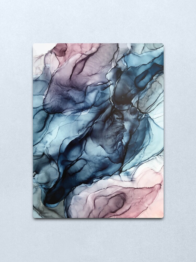 Alternate view of Blush and Darkness Abstract Alcohol Ink Painting Metal Print