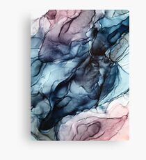 Blush and Darkness Abstract Alcohol Ink Painting Canvas Print