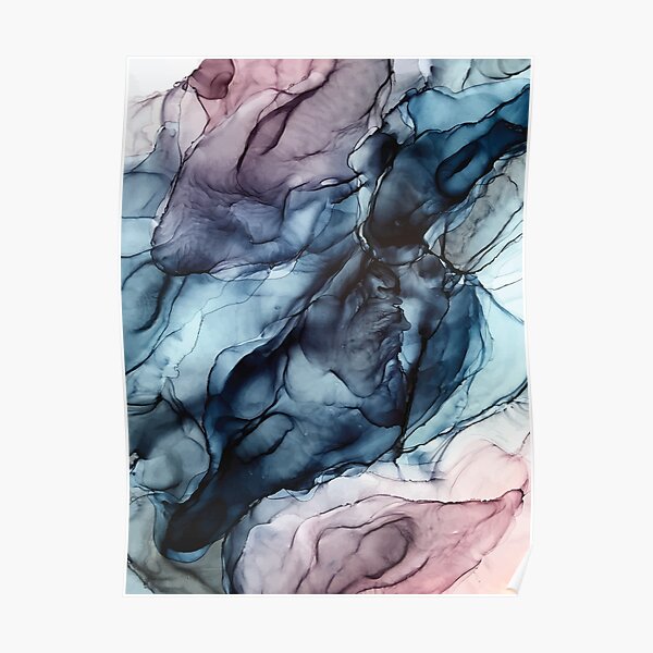 Blush and Darkness Abstract Alcohol Ink Painting Poster