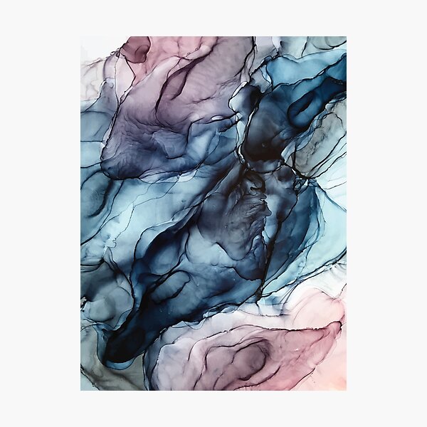 Blush and Darkness Abstract Alcohol Ink Painting Photographic Print