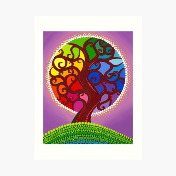Rainbow Orb Tree of life Art Print