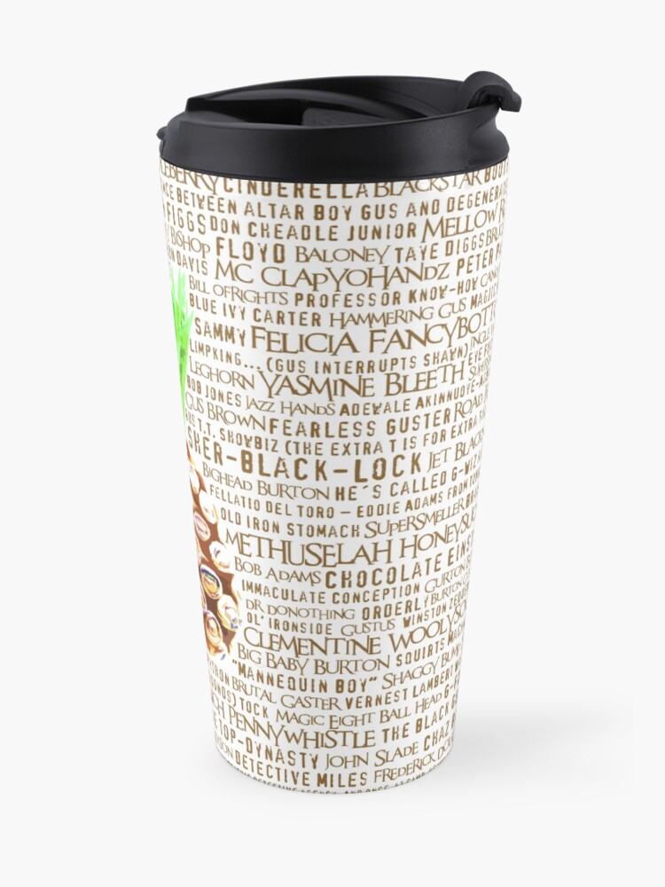 Alternate view of Psych Burton Guster Nicknames - Television Show Pineapple Room Decorative TV Pop Culture Humor Lime Neon Brown Travel Mug