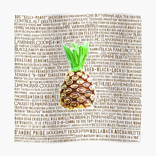 Psych Burton Guster Nicknames - Television Show Pineapple Room Decorative TV Pop Culture Humor Lime Neon Brown Premium Matte Vertical Poster