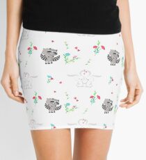 Cute loving raccoons and bunnies. Mini Skirt