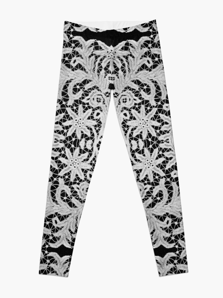 Alternate view of #Crochet #Antique #vintage #weaving lace patterns pattern decoration ornate abstract art Leggings