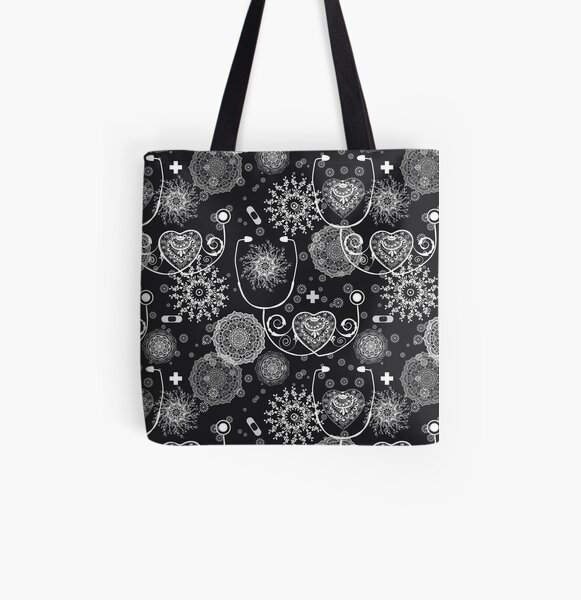 Calling Nurse Doodle All Over Print Tote Bag