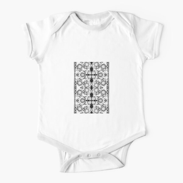 #Crochet #Antique #vintage #weaving #lace #patterns #pattern #decoration #ornate #abstract #art #textile #flower #vector #repetition #illustration #design #vertical #gray #blackandwhite #monochrome Short Sleeve Baby One-Piece