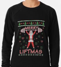 Merry Liftmas Weightlifting Bodybuilding Ugly Christmas Sweater & Sticker Lightweight Sweatshirt