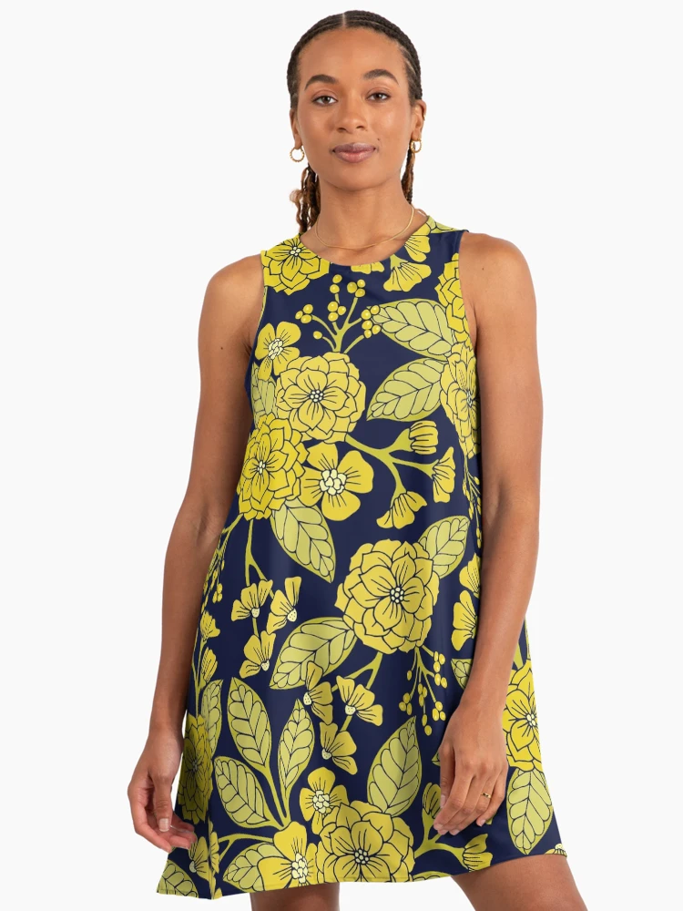 blue and yellow print dress Flirtatious Maxi Dress Gown - Light Blue and Yellow