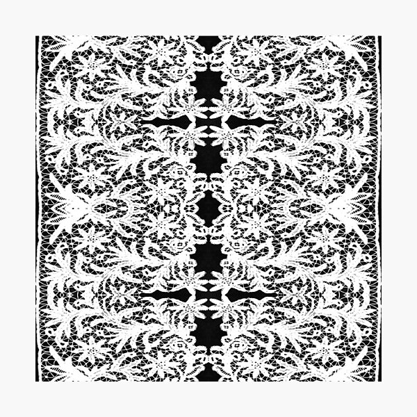 #Motif, #Visual, #arts, #Crochet #Antique #vintage #weaving #lace #patterns #pattern #decoration #ornate #abstract #art #textile #flower #repetition #design #gray #blackandwhite #monochrome Photographic Print