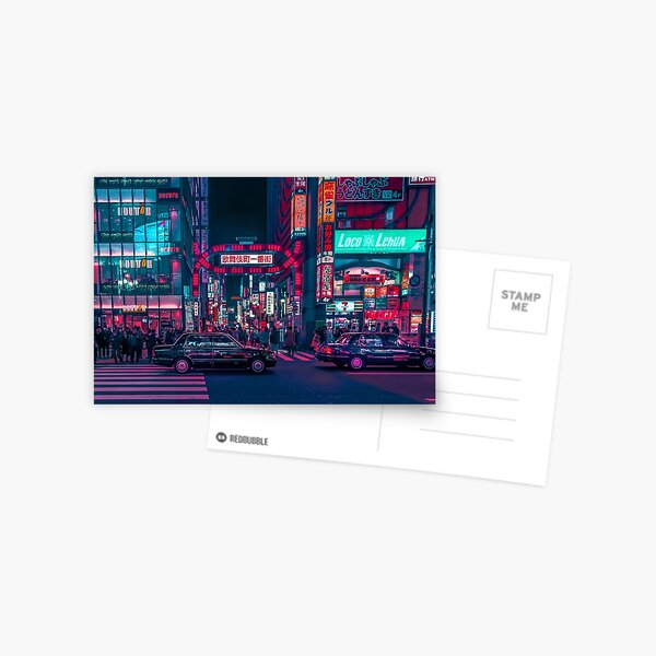 Cyberpunk Tokyo Street Postcard