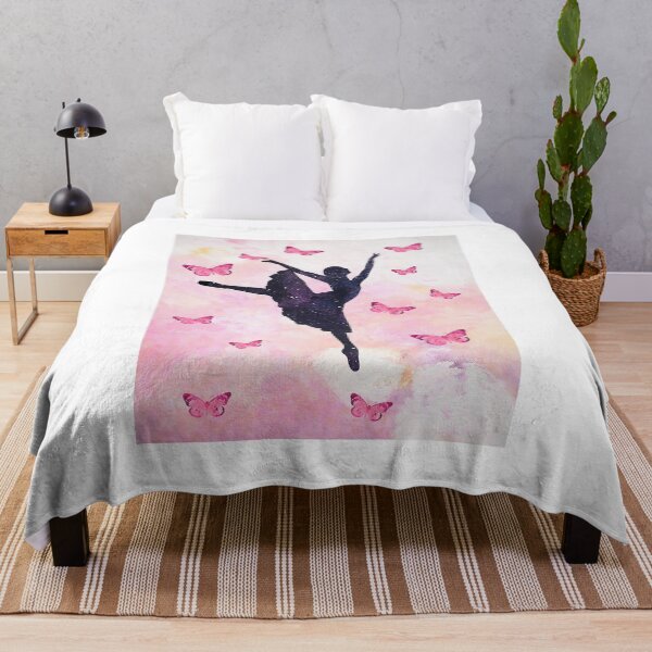 Ballerina and butterflies Throw Blanket