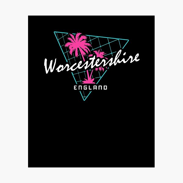 Retro 80s Neon 'Worcestershire' Vintage England Photographic Print