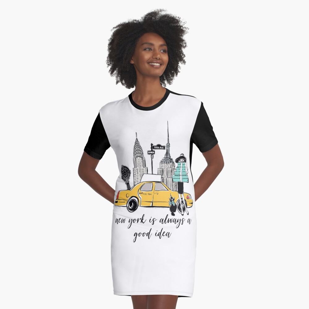 T-shirt Dress - Black/New York - Ladies