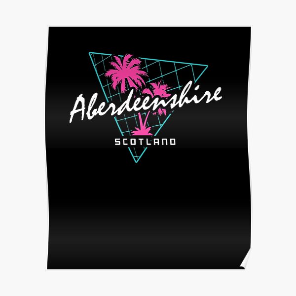 Retro 80s Neon 'Aberdeenshire' Vintage Scotland Poster
