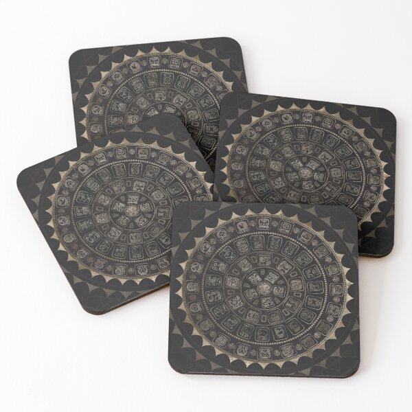 Item preview, Maya Calendar Glyphs Pastel Gold on brown designed and sold by Nartissima.