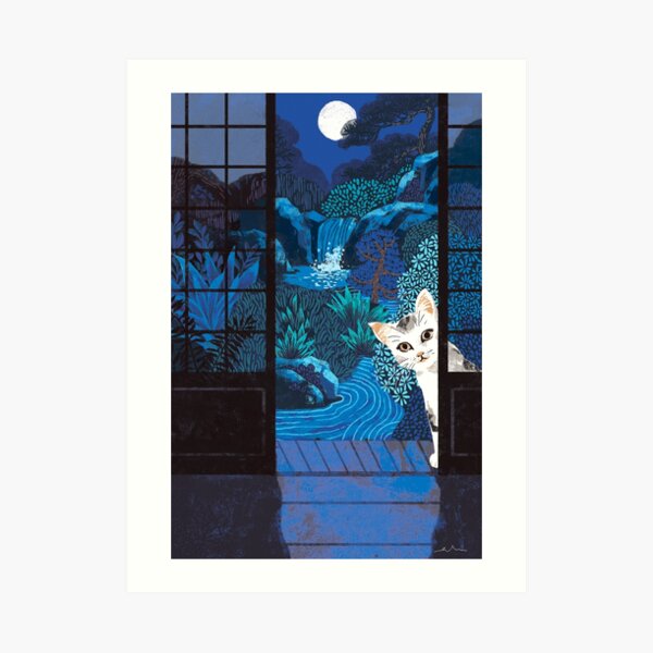 Cat in the night Art Print