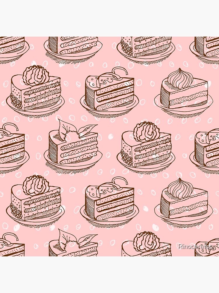 Impression Rigide Morceau De Gateau Sur Assiette Dessin Tarte Par Rinoceratos Redbubble