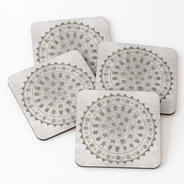 Item preview, Maya Calendar Glyphs Golden texure on stone designed and sold by Nartissima.