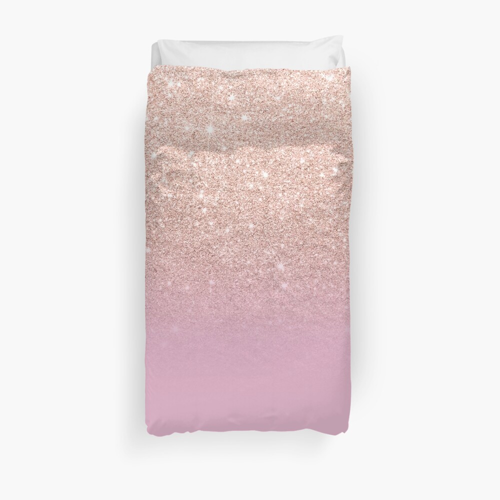 Rose gold glitter ombre on sweet lilac Duvet Cover
