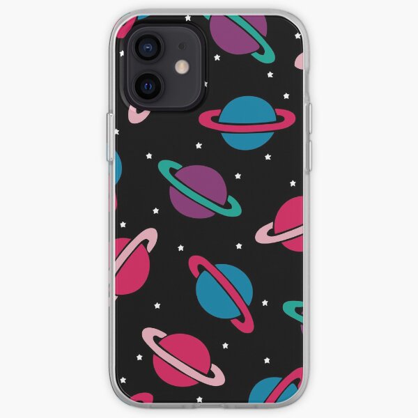 Neon Space Planets Pattern iPhone Soft Case