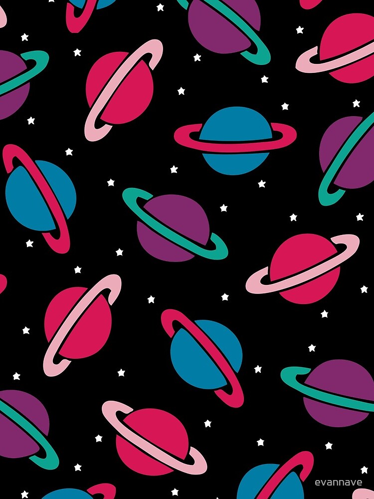Neon Space Planets Pattern by evannave