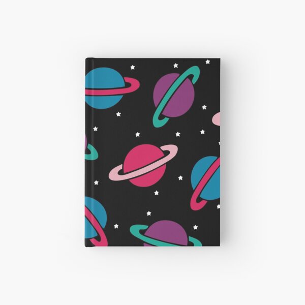 Neon Space Planets Pattern Hardcover Journal