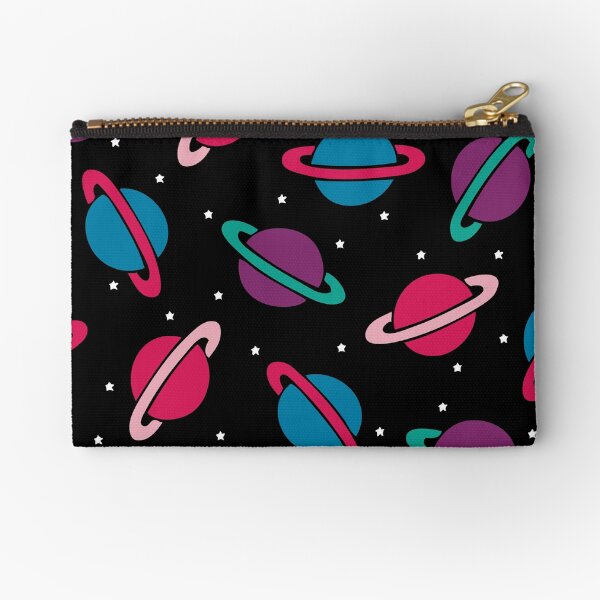 Neon Space Planets Pattern Zipper Pouch