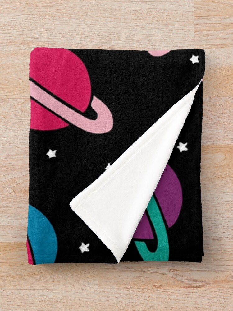 Alternate view of Neon Space Planets Pattern Throw Blanket