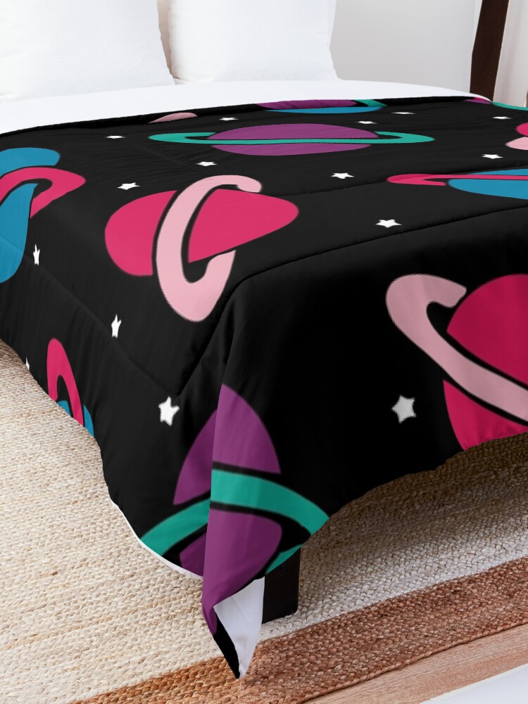 Alternate view of Neon Space Planets Pattern Comforter