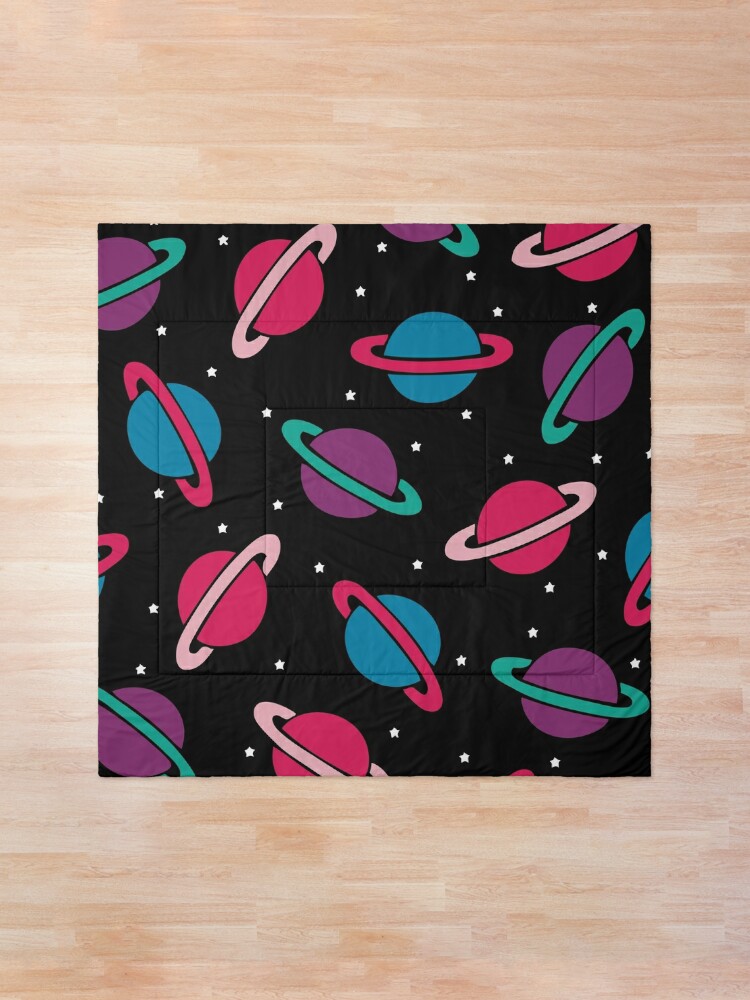 Alternate view of Neon Space Planets Pattern Comforter