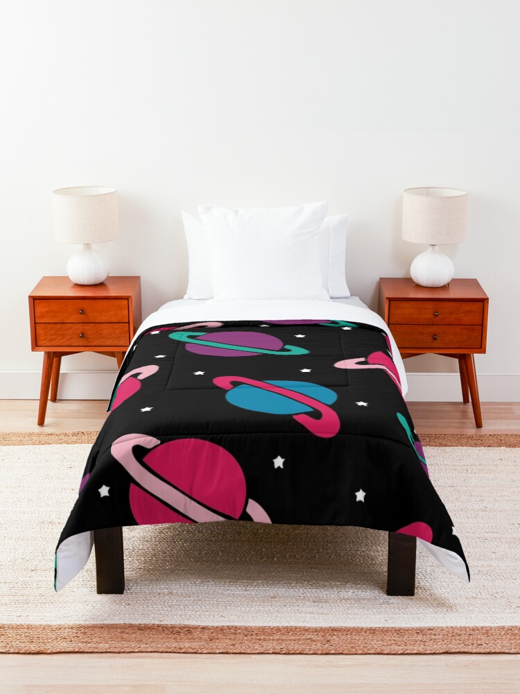 Alternate view of Neon Space Planets Pattern Comforter