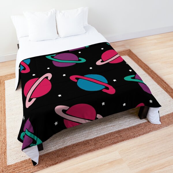 Neon Space Planets Pattern Comforter