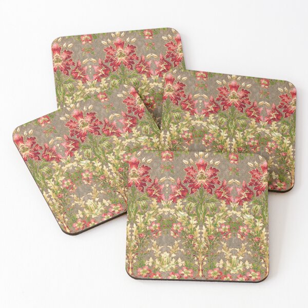 Item preview, CLARIDGE MANOR ,RED FLOWERS,WILD ROSES,GREEN FLORAL designed and sold by BulganLumini.