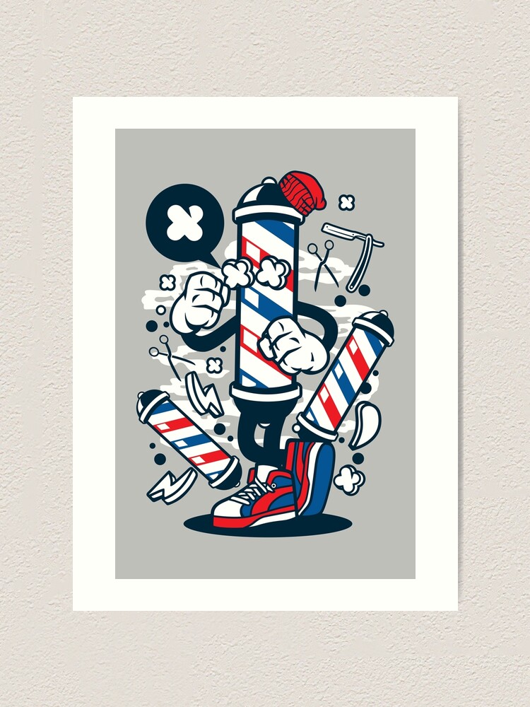 Lámina artística «Barber shop Pole Cartoon Character - Camiseta divertida -  ¡Barber shop es una comunidad para todas las personas!» de Nickelparis |  Redbubble