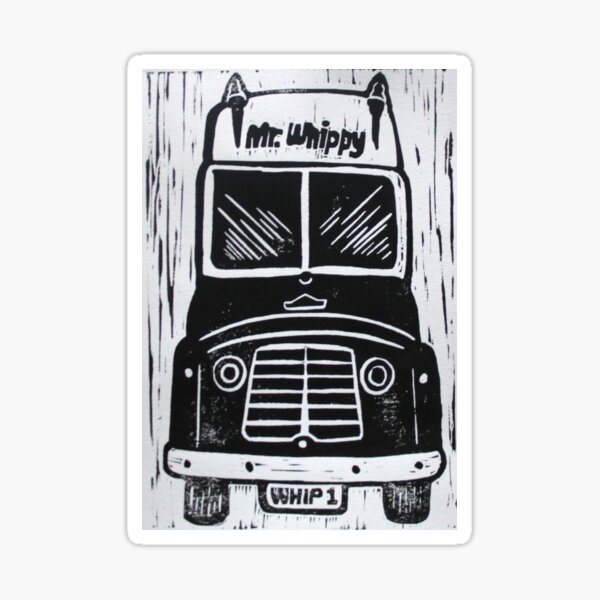 Aperçu de l'œuvre M. Whippy Van - Linogravure créée et vendue par The Lazy Beach.