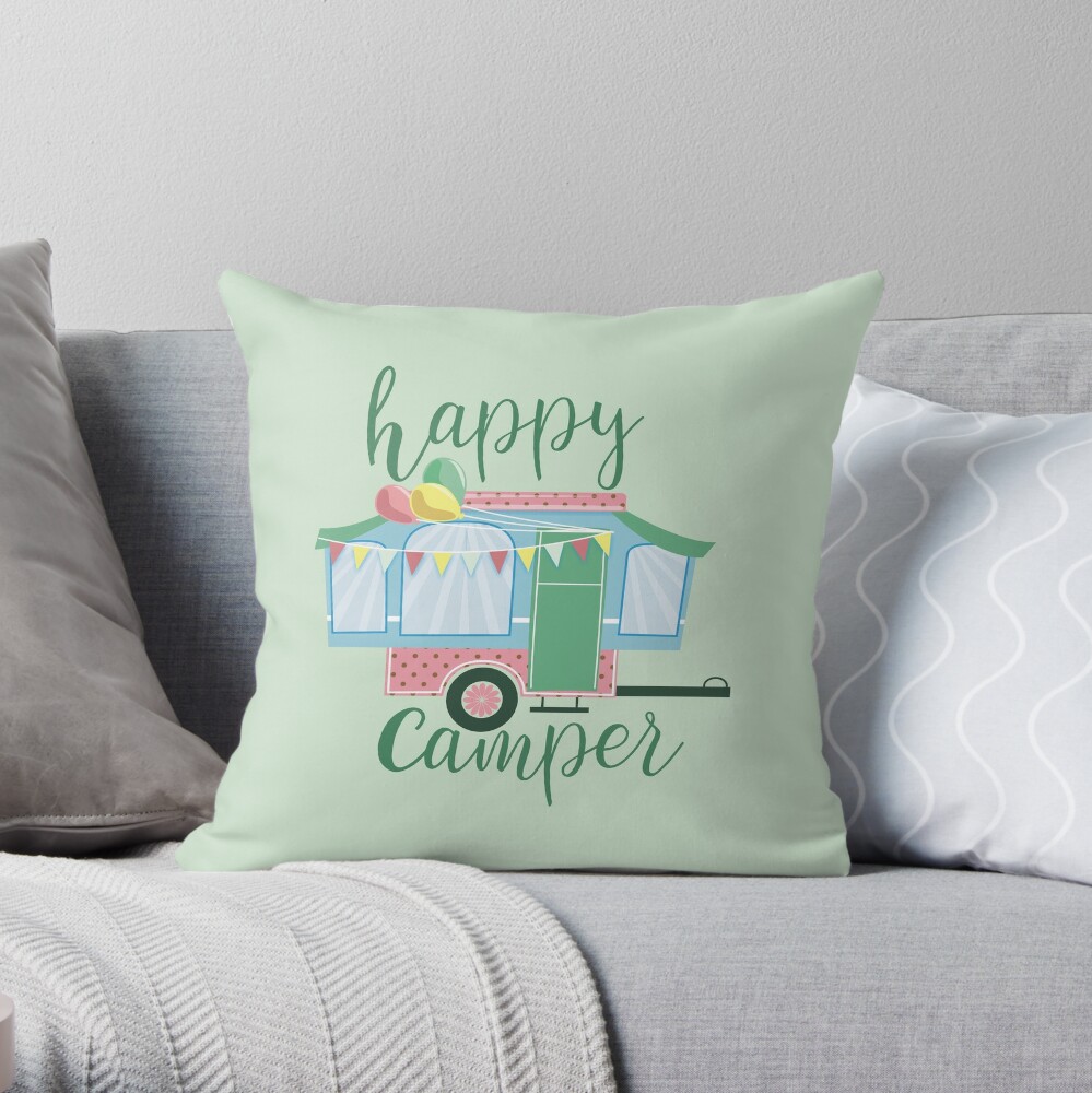 Happy camper pillow online cover