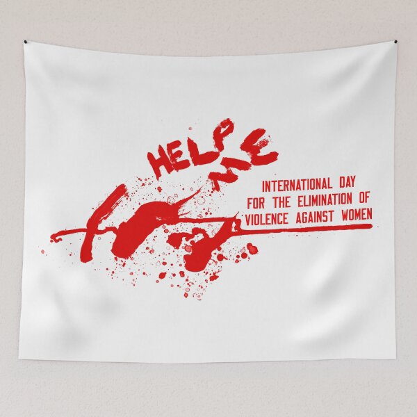 Item preview, Red text and red Illustration design for International Day for the Elimination of Violence against Women. On a white background designed and sold by Marcin Adrian.