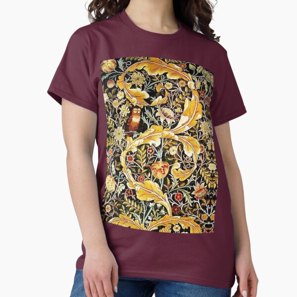 Item preview, OWL ON ACANTHUS LEAVES AND FLOWERS Yellow Brown Floral designed and sold by BulganLumini.