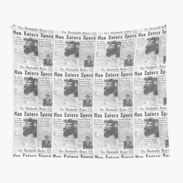 Man Enters Space #man #enters #space #matureadult #adult #newspaper #people #text #portrait #print #journalist #business #press #journalism #coverage #real #people #black  #white #monochrome #bright Tapestry